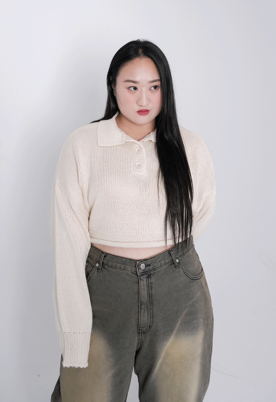 러시 crop knit (4color)♡韓國加大碼上衣