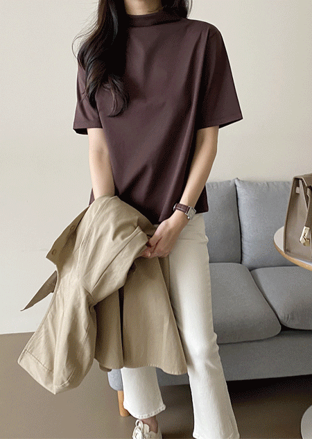 로그 하프넥 티셔츠 (5 color)♡韓國女裝上衣