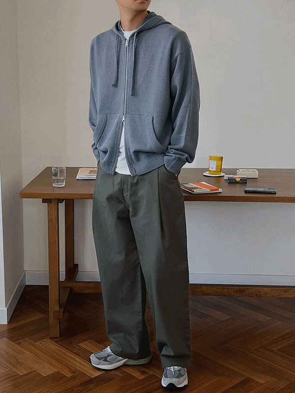 리그 메리노울 니트 후드집업(5colors,M~XL)♡韓國男裝外套